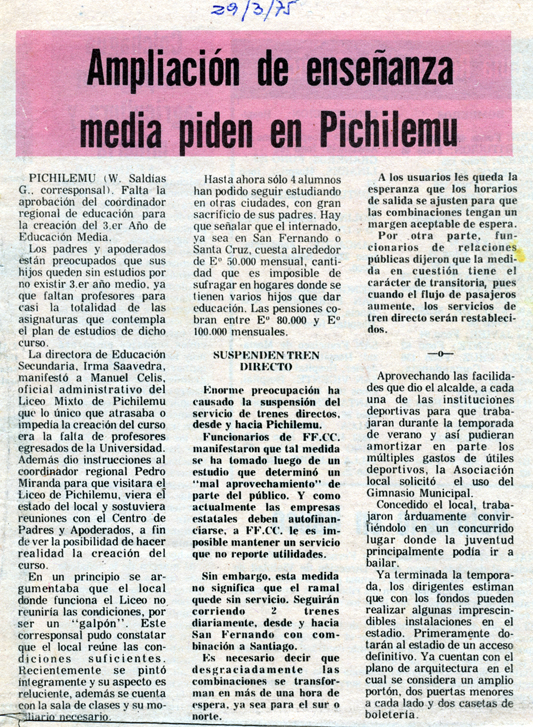 Ampliación de enseñanza media piden en Pichilemu