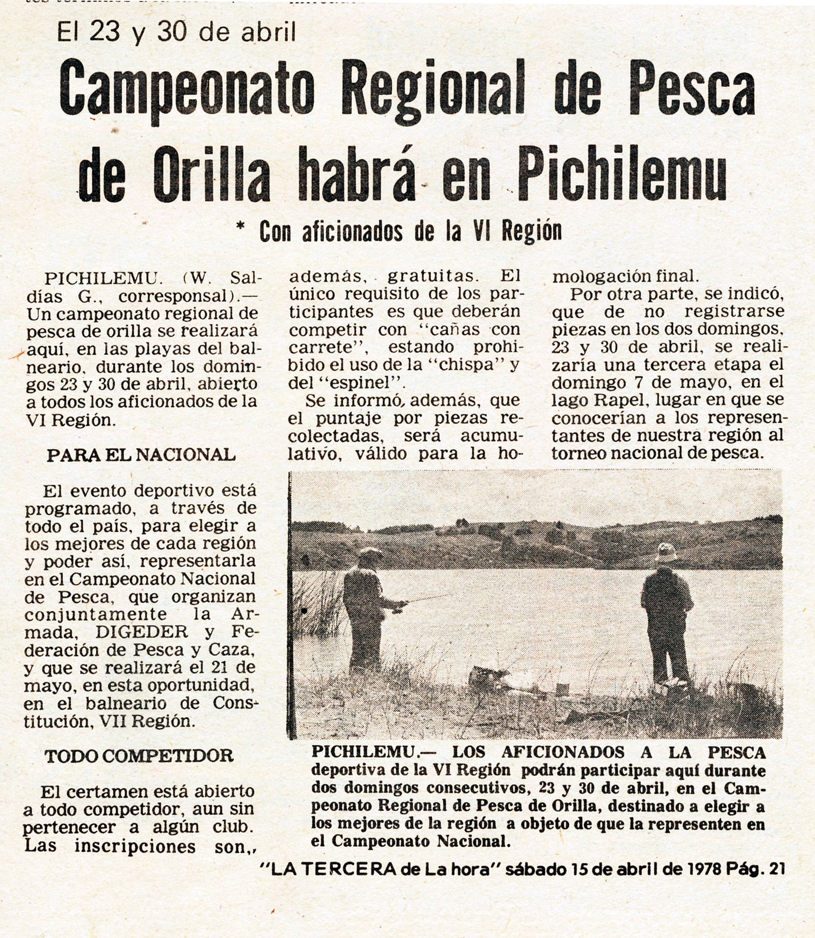 Campeonato Regional de Pesca de Orilla habrá en Pichilemu